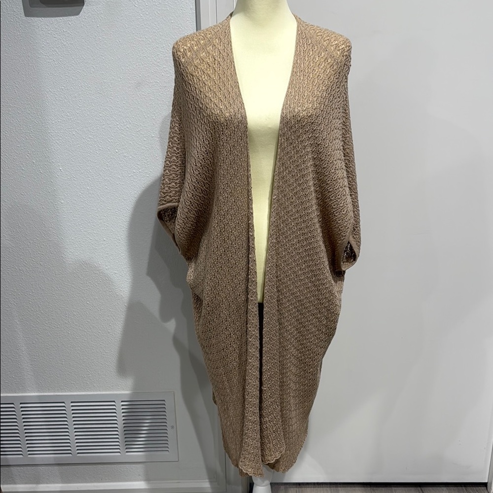 Ecote Tan Open-Front Loose Knit Sweater - M/L
